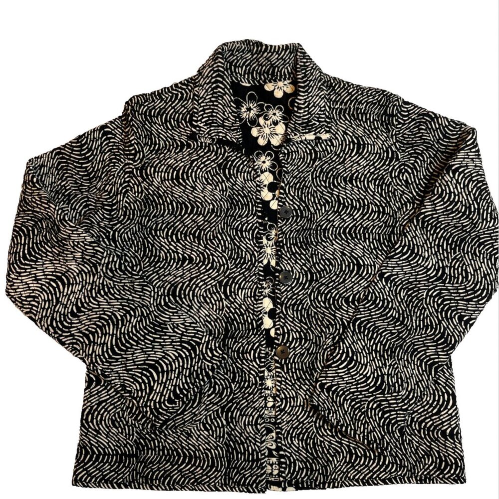 Reversible Floral Quilted Jacket Patchwork Casual… - image 1